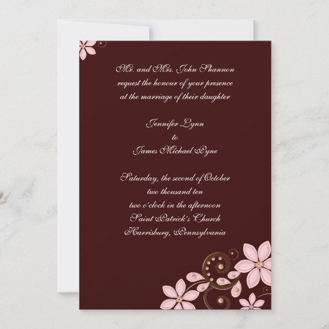 Invitación floral moderna - marrón (Anverso)