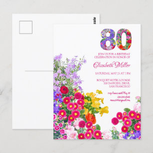 invitación floral moderna para fiesta de cumpleaño