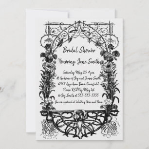 Invitación Floral monocromática ornata antigua