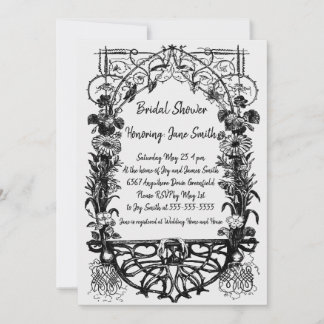 Invitación Floral monocromática ornata antigua