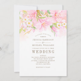 Invitación Floral Monograma acuarela Rubor Boda de Boho rosa
