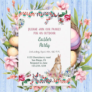 Invitación Floral Motif Huevo Acuarela Vegetación Semana Sant