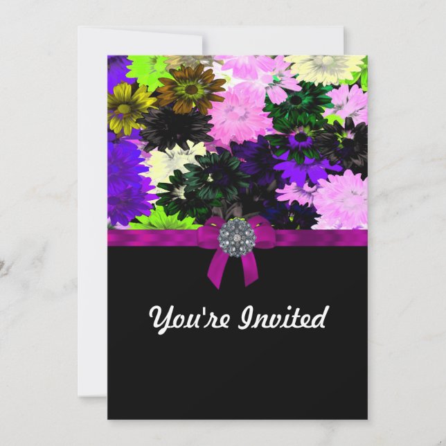 Invitación Floral multicolor (Anverso)