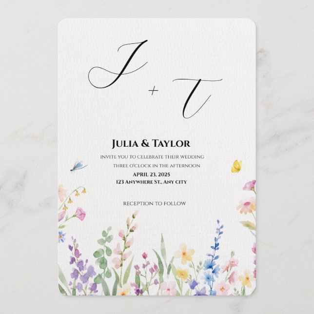 Invitación floral multicolor suave (Anverso)
