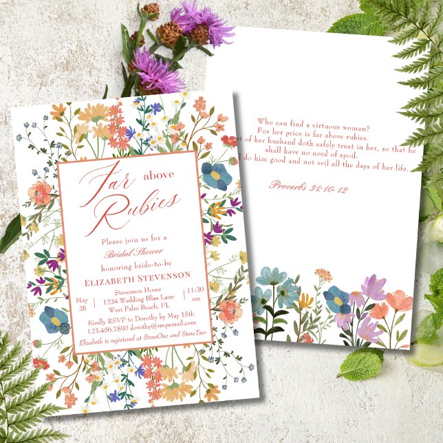 Invitación Floral muy por encima de Rubies Proverbs 31 Bridal (Subido por el creador)