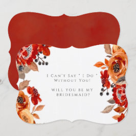 Invitación Floral, Naranja Rojo Oscuro, Serás Mi Novia