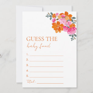 Invitación Floral Naranja rosa adivina el juego de la ducha d