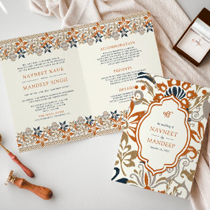 Invitación floral naranja todo en uno para Anand K