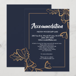 Invitación floral naval y dorado acomodar Enclosure