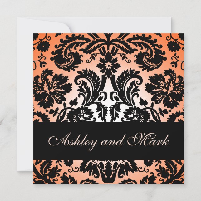 Invitación floral negra anaranjada de la boda del (Anverso)