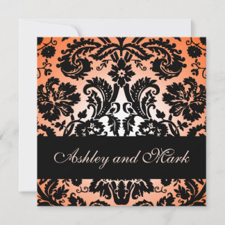 Invitación floral negra anaranjada de la boda del