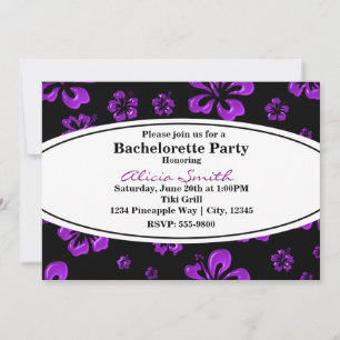Invitación floral negra de hibisco tropical púrpur