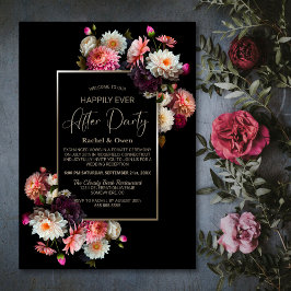 Invitación Floral negra feliz por siempre después de la recep