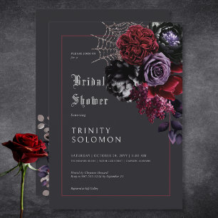 Invitación Floral negra oscura y ducha de novia en la web pla