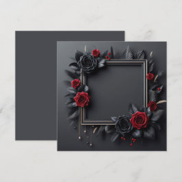Invitación Floral Negro y Rojo