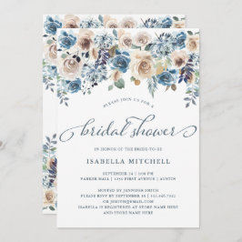 Invitación Floral neutra y azul | Bridal Shower