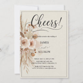 Invitación Floral Neutral de Boho Rústico