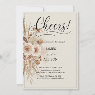 Invitación Floral Neutral de Boho Rústico