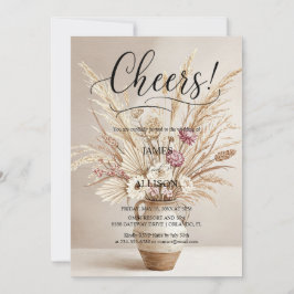 Invitación floral neutral de Cheers Boho rústico
