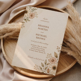 Invitación Floral Neutral Suave