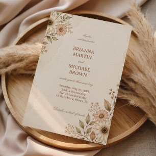 Invitación Floral Neutral Suave
