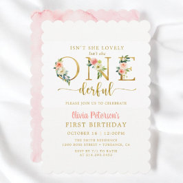 Invitación Floral no es encantadora, maravilloso primer cumpl