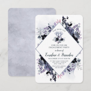 Invitación Floral Nocturna Dijo Que Sí Partido De Compromiso
