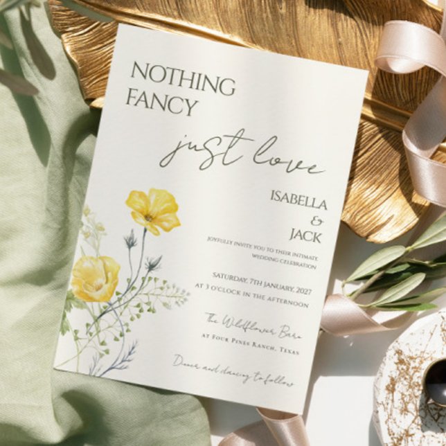 Invitación Floral Nothing fancy just love Wedding  (Subido por el creador)