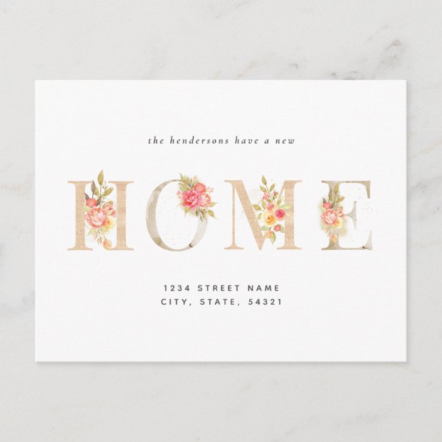 Invitación floral nueva casa en movimiento (Anverso)