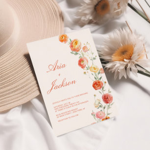 Invitación Floral nupcial Verona Atardecer Naranja 