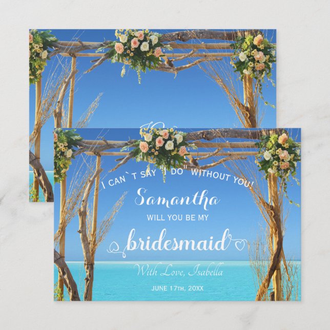 Invitación Floral Ocean Summer Beach Wedding Arch Bridesmaid (Anverso / Reverso)