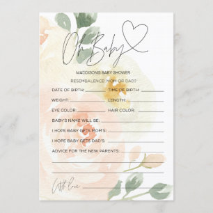 Invitación Floral Oh Baby Baby Shower Predication Wish Cards
