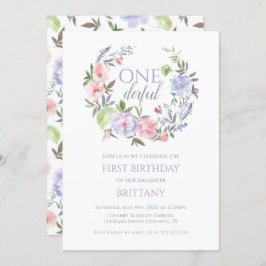 Invitación Floral Onederful First birthday Invitation