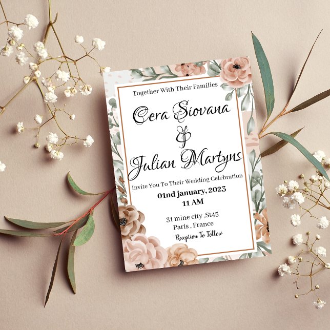 Invitación Floral orchid frame wedding invitation (Subido por el creador)