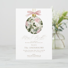 Invitación Floral Ornament Merry & Bright Christmas Party
