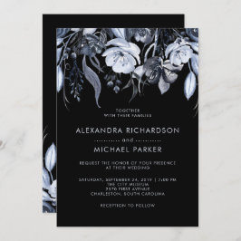 Invitación Floral oscura | Boda de acuarela negra