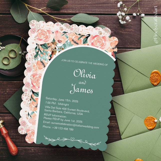 Invitación Floral Oscura Burgundy Rosa y Verde Hermosa Person (Subido por el creador)