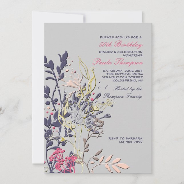 Invitación floral ostentosa (Anverso)