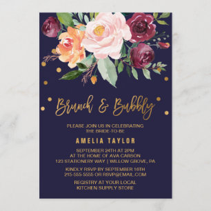 Invitación Floral otoñal con brunch de Wreath Backing y Bubbl