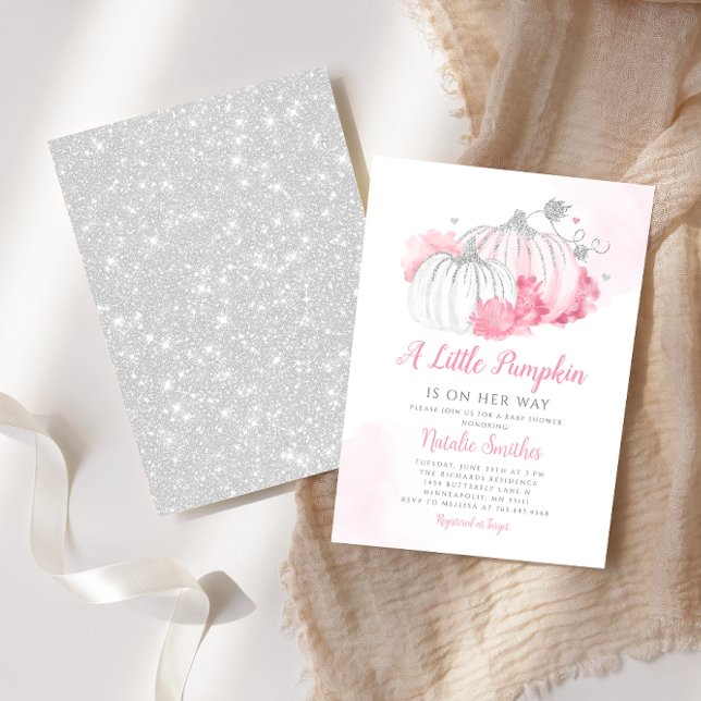 Invitación Floral otoñal un pequeño Chica de calabaza Baby Sh (Subido por el creador)
