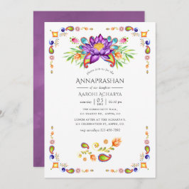 Invitación Floral Paisley Annaprashan Primera Ceremonia de Ar