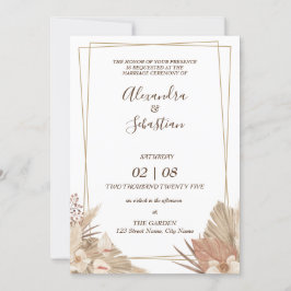 Invitación Floral Pampa Grass Wedding Invitation