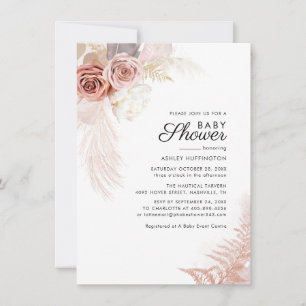 Invitación Floral Pampas Grass Terracotta Moda Baby Shower