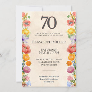Invitación floral para 70 cumpleaños – Diseño de j