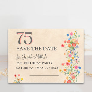 Invitación floral para 75 cumpleaños - Elegante av