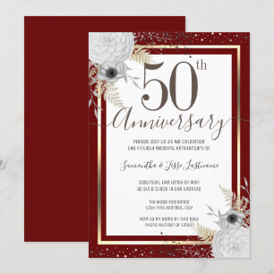 Invitación floral para aniversario de bodas número