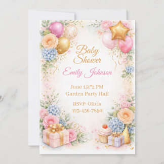Invitación Floral para Baby Shower