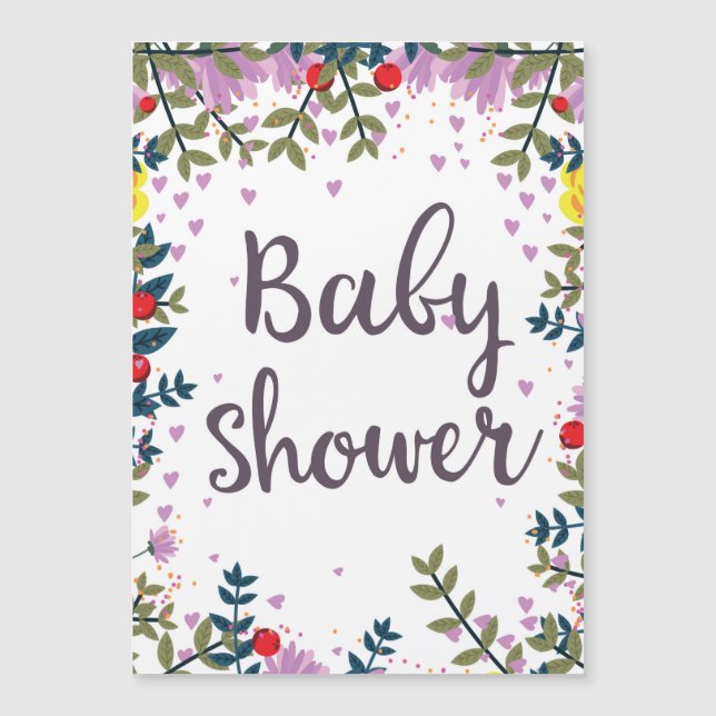 Invitación floral para baby shower (Anverso)