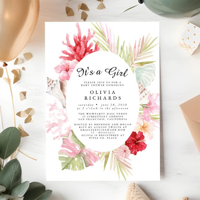 Invitación floral para baby shower de niña (Subido por el creador)