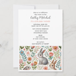 Invitación floral para baby shower de niña